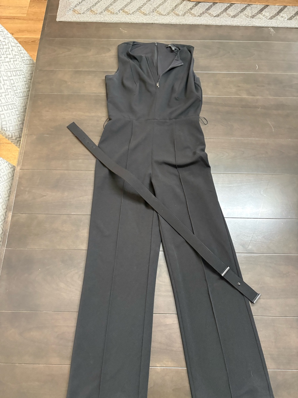 White House Black Market Black Sleeveless Jumpsuit with Belt